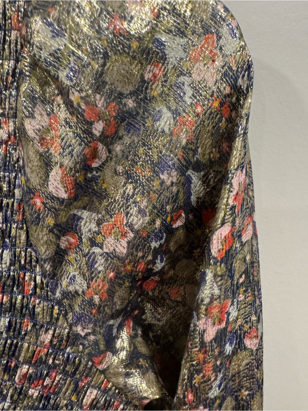 Free People Luxalina Metallic Floral Silk Maxi Dress Large Open Back Stunning - Picture 16 of 17